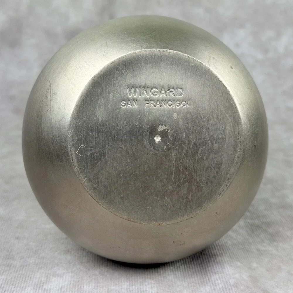 Vintage Wingard San Francisco Abstract Brushed Metal Bud Vase MCM Silver Tone 6